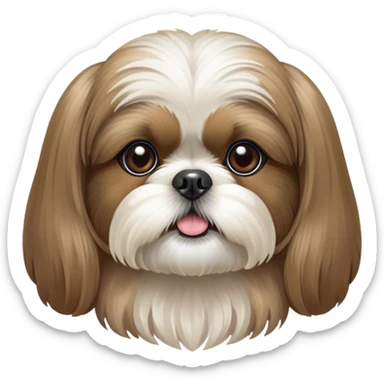 Cinematic Noble Shih Tzu Portrait Emoji, Poised and elegant, with a luxurious, flowing fur in refined muted tones, delicate features and wise, gentle eyes, simplified yet meticulously detailed, glowing with a soft, regal radiance, high shine, exuding quiet dignity and timeless charm, soft glowing outline, capturing the essence of a noble Shih Tzu that epitomizes refined poise! sticker