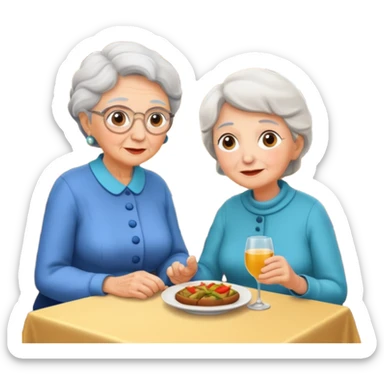 conversación dentro de un restaurant  dos personas y una de las persoans sea una abuela sticker