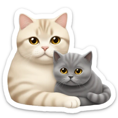 Beige British shorthair cuddling with a grey Scottish fold  sticker