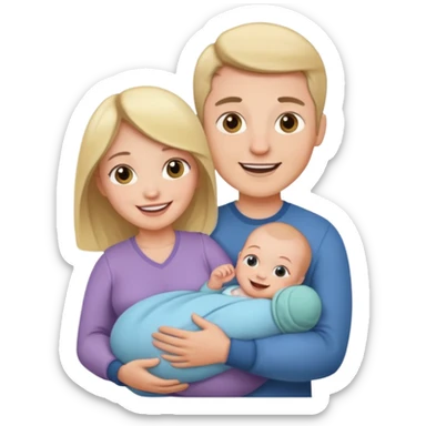 Couple with one newborn sticker