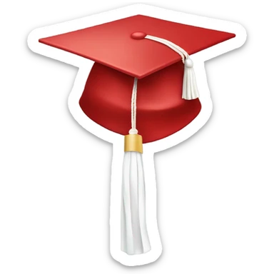 Red graduation cap with white tassel sticker