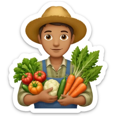 farmer man holding vegetables sticker