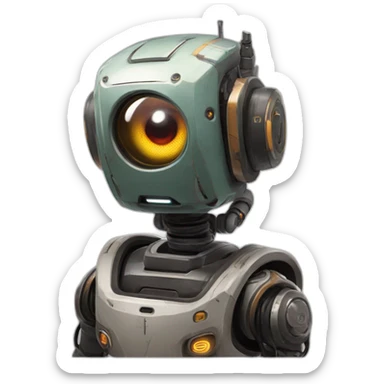Robot called pathfinder from the game apex legends. Has one eye and a sort of tv screen on his body. Tall and very friendly sticker