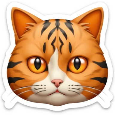 A cat with a slight frown, furrowed eyebrows, and eyes looking to the side, conveying feelings of dissatisfaction, suspicion, skepticism, or annoyance sticker