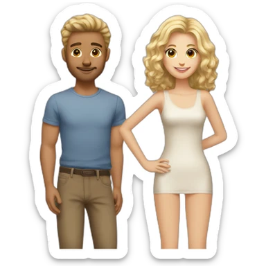 Gay couple blonde and brown haired with brown mini pudel sticker