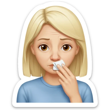 white blonde girl smells a bad odour  sticker