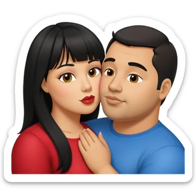 Latina female with bangs black long hair plus size in the kissing a Latin man with short hair sticker