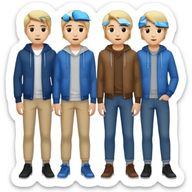 Cartagineses: un grupo de hombres jóvenes, pelo largo rubio y castaño, ropa buena, cara de niños de alrededor de unos 20/25 años.
cuerpo entero sticker