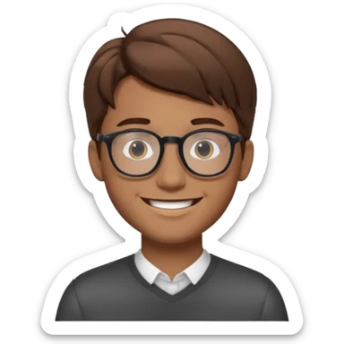 A young man using glasses with a brown hair and white skin color sticker