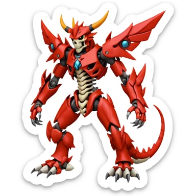 Digitigrade Cool Badass Skeletal Wargreymon-Guilmon-Pokémon-Digimon-Fakémon-fusion-hybrid-creature sticker
