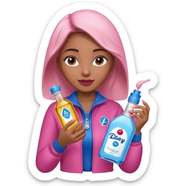 bottle of oil blue top pink outside with logo that says Diddy Party oil Johnson and Johnson  brand with a smiling girl berry on top sticker