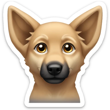 4 very short legs a light brown puppy-like wolf with black ears sticker
