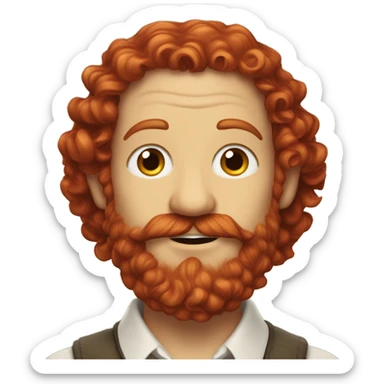 Hobbit with red curly hair and a van dyke beard sticker