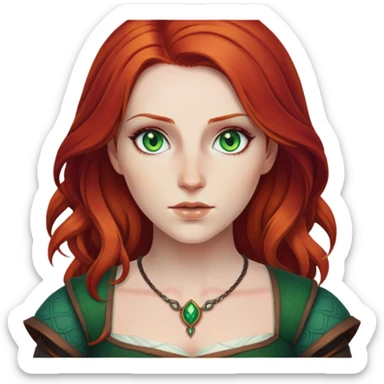 Triss Merigold from The Witcher with red hair and green eyes sticker
