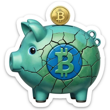 with piggybank with crypto  sticker