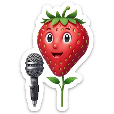 strawberry front the mic sticker