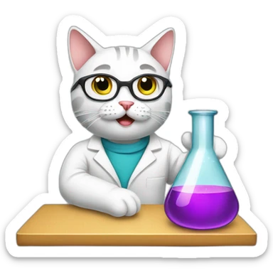 Cat doing chemistry sticker