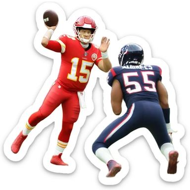 Patrick Mahomes being sacked by a Houston Texans player sticker