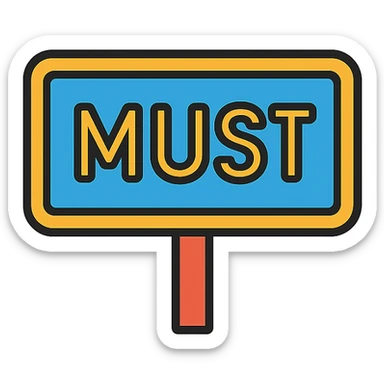 the road sign with the word must sticker