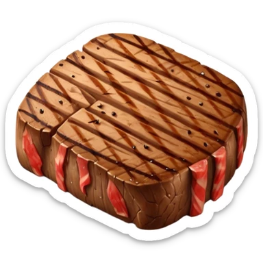grilled steak object icon, cooked beef steak with grill marks, juicy texture, 3D cartoon, mobile game icon style, centered, clean background, soft shadow, no text, no watermark
 sticker