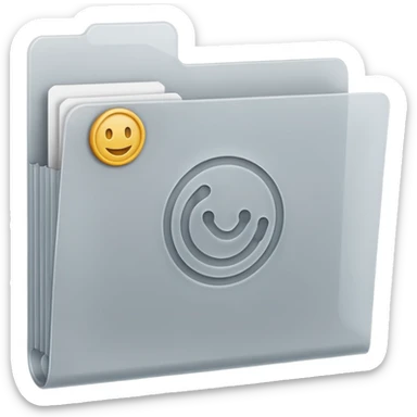 A **minimal emoji-style icon** of a frosted light-gray plastic folder, rectangular with **rounded corner*, **elastic string closure with a circular button** at the center, slightly translucent surface, clean flat front, subtle soft shading, and a **simple tax/forms symbol** 
 sticker