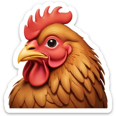 Meme-Worthy Cute Sleeping Brown Rooster Portrait Emoji, Head resting peacefully with a contented smile, showcasing a robust build and a luxuriously soft brown plumage, eyes shut in a serene, restful nap, Simplified yet hilariously adorable features, highly detailed, glowing with a soft, drowsy light, high shine, relaxed and utterly lovable, stylized with an air of playful laziness, bright and heartwarming, soft glowing outline, capturing the essence of a comically sleepy rooster, so meme-worthy it feels like it could instantly become the next viral sensation of adorable slumber! sticker