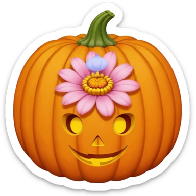 pastel pink orange halloween  flower pumpkin choker sticker