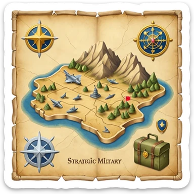 strategic military map with military objects sticker