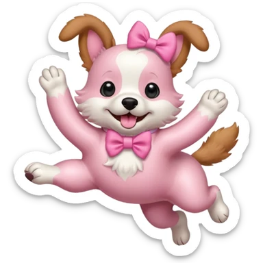 pink girly dog jumping in the air sticker