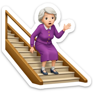 Make a emoji of a grandma falling down the stairs. sticker