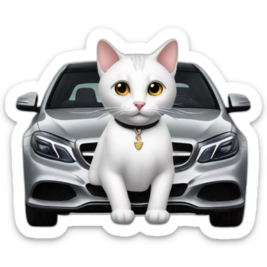 cat drive a Mercedes sticker