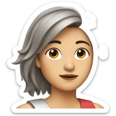 Mujer caucásica pelo por los hombros con mechas rubias sticker