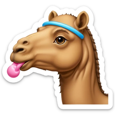 Camel with hump chewing bubble gum  sticker