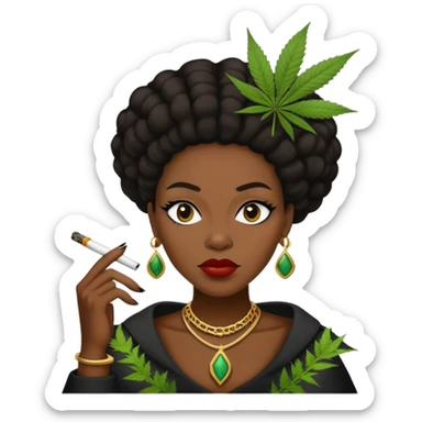 Black queen smoking weed sticker