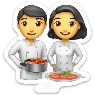 Cocinero y cocinera besándose sticker
