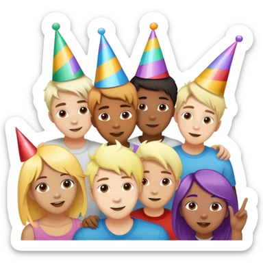 A party of teens buzzing and bleaching a guys hair  sticker