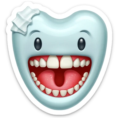 Chewed gum with a broken tooth embedded inside. sticker