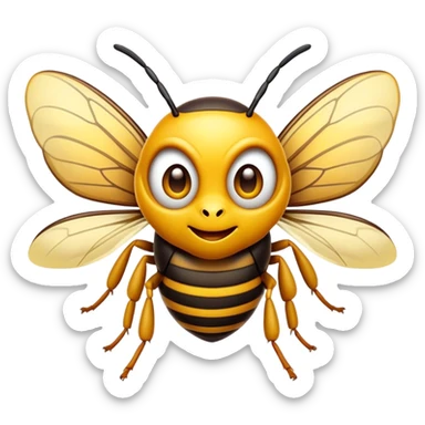 Cinematic Comical Hornet Portrait Emoji, Head tilted dramatically with an exaggeratedly shocked expression, featuring a sharply striped body with wide, comically expressive eyes full of playful disbelief and animated wings, Simplified yet hilariously expressive features, highly detailed, glowing with a slightly sassy glow, high shine, dramatic yet playful, stylized with an air of cheeky insect mischief, soft glowing outline, capturing the essence of a meme-worthy hornet that looks ready to buzz its way into viral fame! sticker