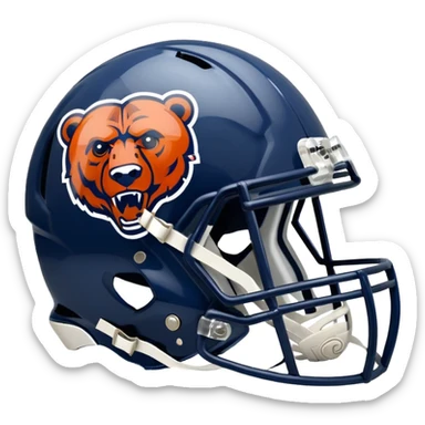 Navy blue football helmet with Chicago Bears logo sticker