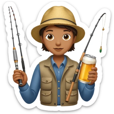 fishing rod with beer on the end  sticker
