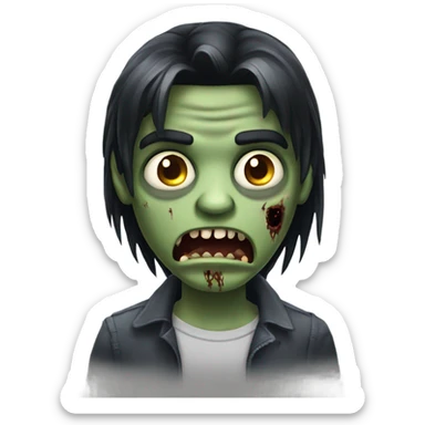 scary boy zombie with medium long dark hair sticker