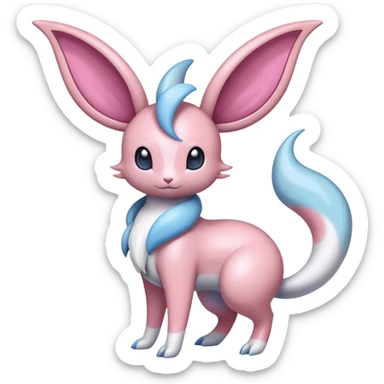 Colorful Shiny Exotic Cresselia-Sylveon-Minccino-Fakémon-hybrid-creature (full body)  sticker