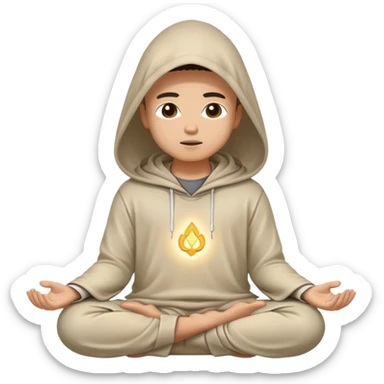 Person wearing hood meditating sticker