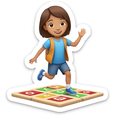 child playing hopscotch, happy and energetic sticker