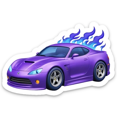 Purple car drifting with navy blue flames coming out of the rear tires. sticker