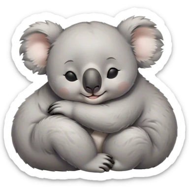 Meme-Worthy Cute Sleeping Koala Portrait Emoji, Head resting peacefully with a contented smile, showcasing a cuddly build and a luxuriously soft grey fur, eyes shut in a serene, restful snooze, Simplified yet hilariously adorable features, highly detailed, glowing with a soft, drowsy light, high shine, relaxed and utterly lovable, stylized with an air of playful laziness, bright and heartwarming, soft glowing outline, capturing the essence of a comically sleepy koala, so meme‐worthy it feels like it could instantly become the next viral sensation of adorable slumber! sticker