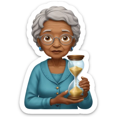 black grandma holding hourglass sticker
