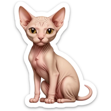 hairless sphynx cat full body sitting winking sticker