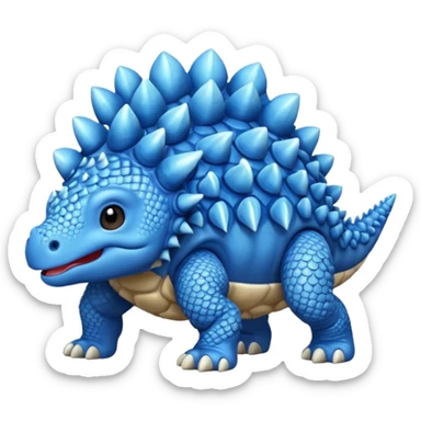 As un emoji de el dinosaurios ANQUILOSAURIO de perfil en color azul que sea bebe y tenga un efecto mas animado  sticker