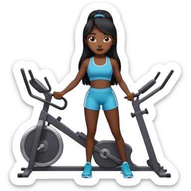 Long black hair desi girl with gym equipment sticker